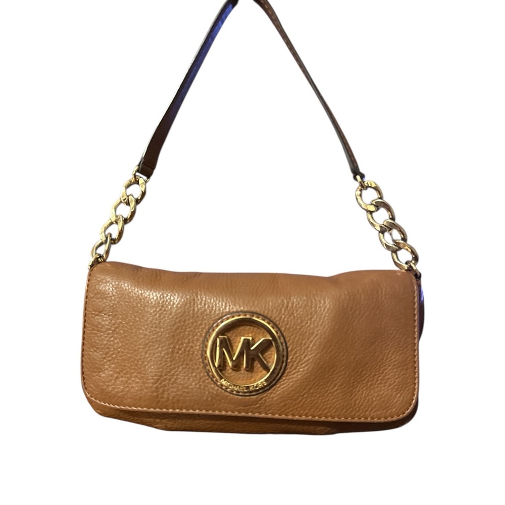 Michael Kors Brown Leather Shoulder Bag with Gold Chain